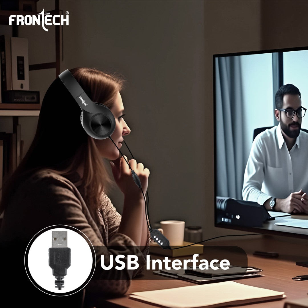 Frontech Wired Multimedia Headphone: Mic, Volume Control, 40mm Drivers (HF-3451) Frontech Wired Multimedia Headphone: Mic, Volume Control, 40mm Drivers (HF-3451)